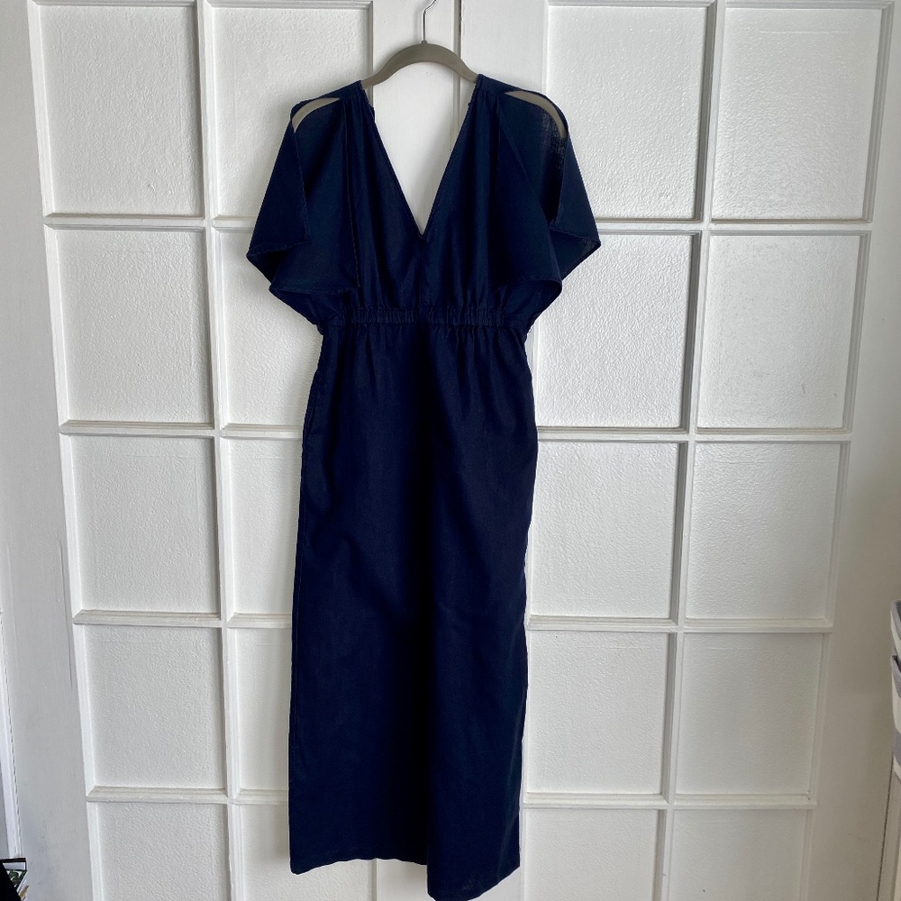 Woman's Zara Linen/Cotton Navy Jumpsuit Size S